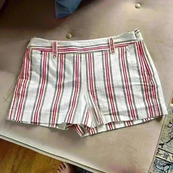 LOFT Pants - Loft Riviera striped black, white and red striped shorts Sz - 10